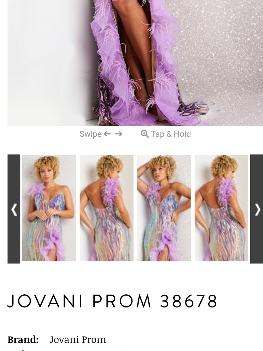 Size 6- Jovani Gown With Feathers And Ruffle Trim ITS A WOW GOWN